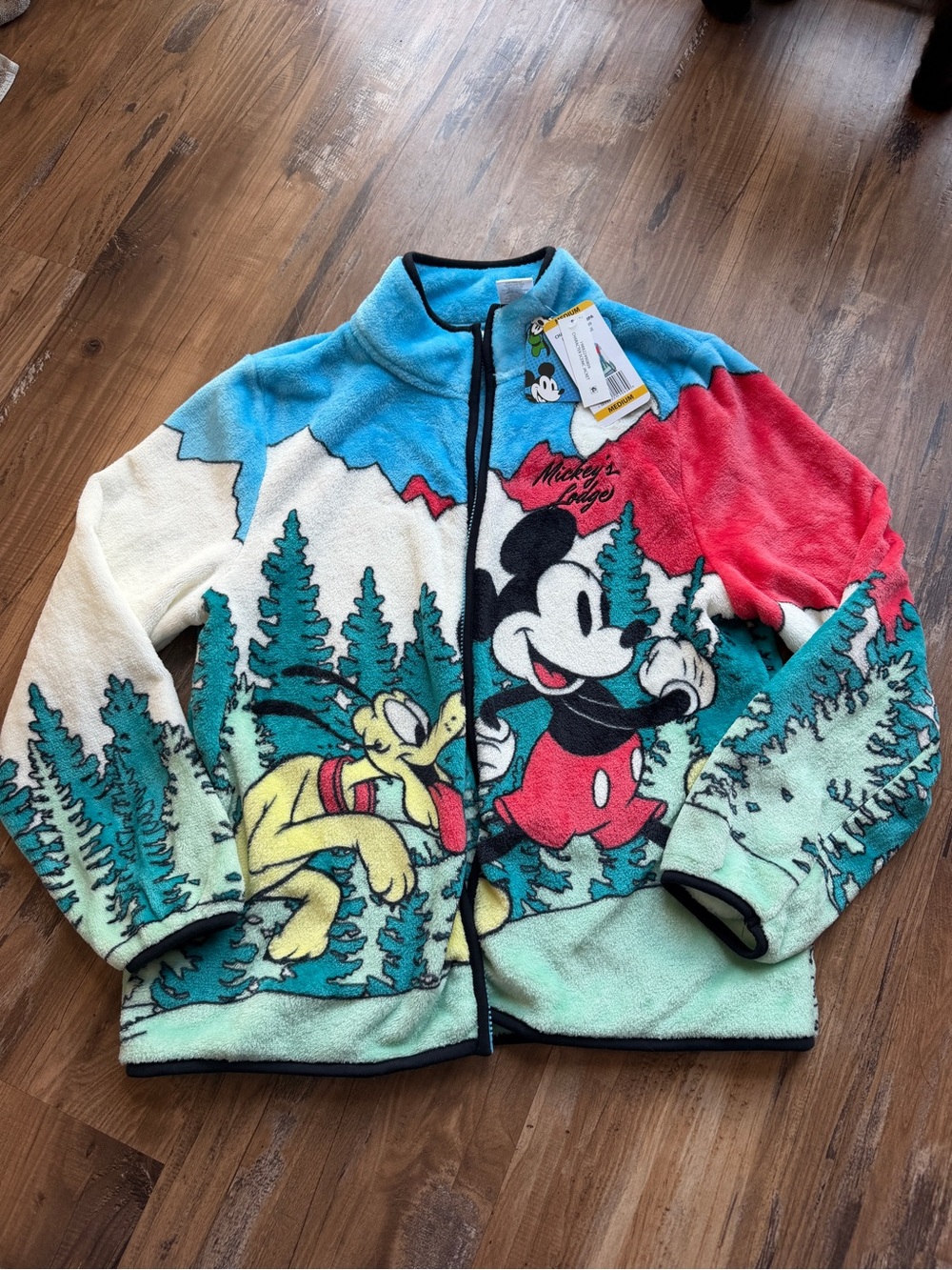 Disney Mickey & Pluto Colorblock Fleece Jacket - Blue, Red, Cream 0092